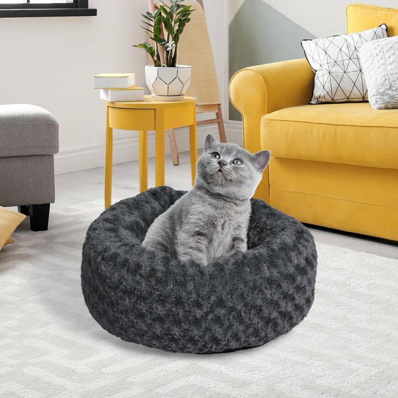 Cat Beds |  Bernese Dog Beds Calming Warm Soft Plush Pet Cat Cave Washable Portable – Dark Grey Small Cat Cat Beds