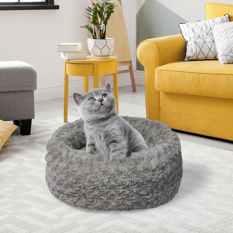 Cat Beds |  Bernese Dog Beds Calming Warm Soft Plush Pet Cat Cave Washable Portable – Grey Small Cat Cat Beds