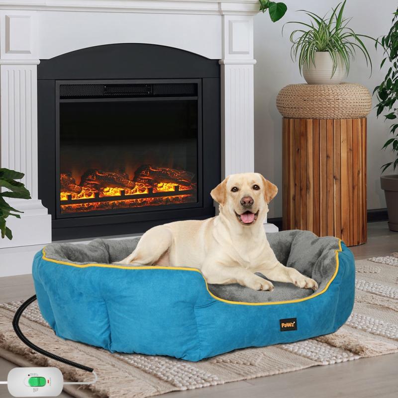 Cat Beds |  Hygen Dog Beds Electric Pet Heater Heated Mat Cat Heat Blanket Removable Cover – Blue Large Cat Cat Beds