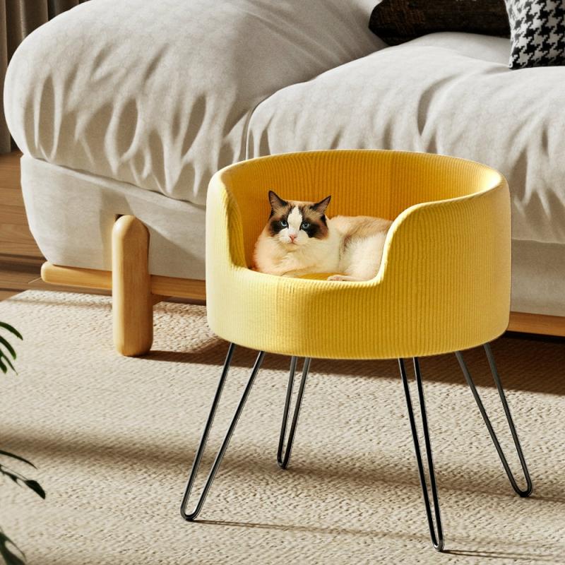 Cat Beds |  Tress Dog Beds Sofa Lounge Cat Calming Raised Couch – Yellow Medium Cat Cat Beds