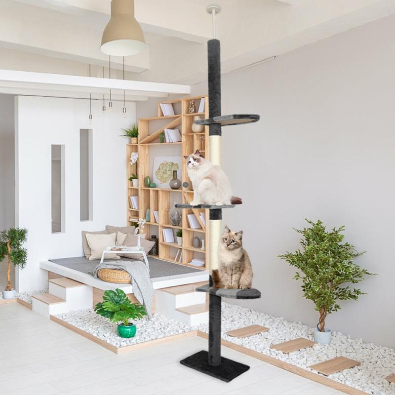 Cat Scratchers & Trees |  Cat Scratching Post Tree Condo Furniture Scratcher Tower 228-288 High – Grey – Grey Cat Cat Scratchers & Trees