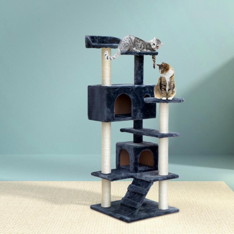 Cat Scratchers & Trees |  Cat Tree 134Cm Trees Scratching Post Scratcher Tower Condo House Furniture Wood Grey Cat Cat Scratchers & Trees