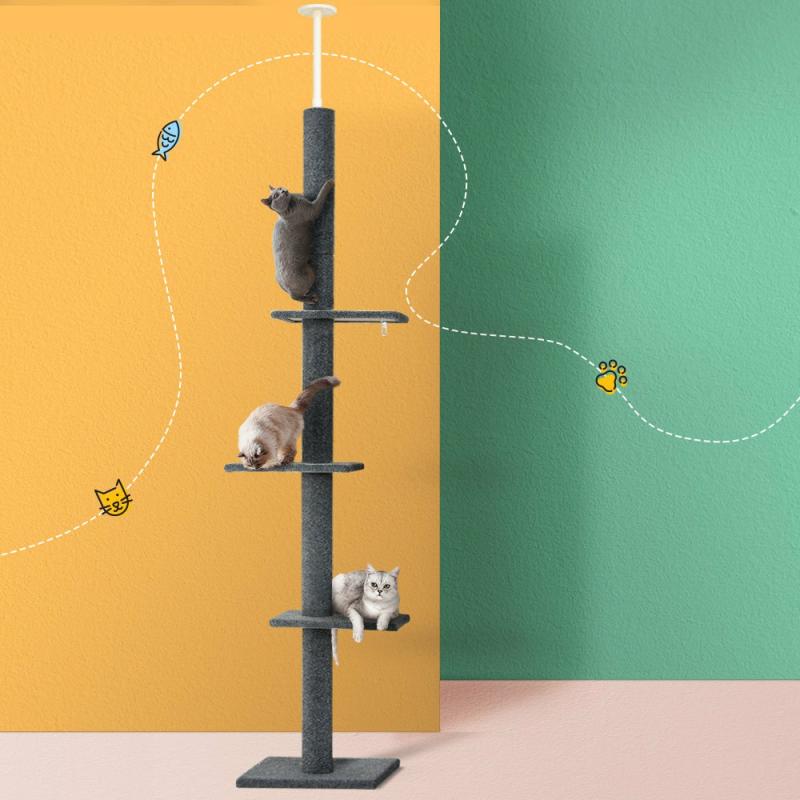 Cat Scratchers & Trees |  Cat Tree 290Cm Tower Scratching Post Scratcher Floor To Ceiling Cats Bed – Grey Cat Cat Scratchers & Trees