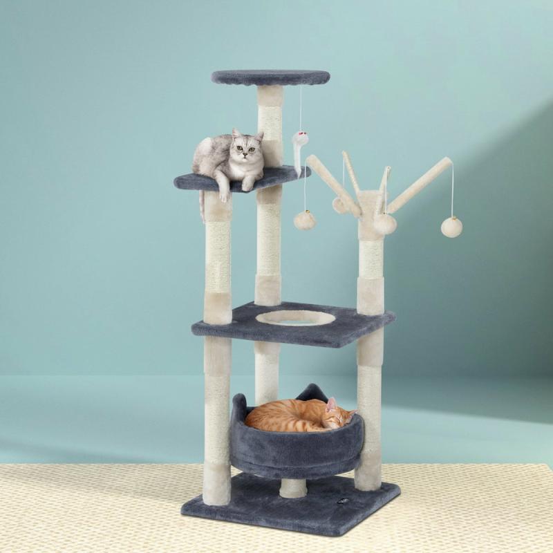 Cat Scratchers & Trees |  Cat Tree Scratching Post Scratcher Cat Tree Tower Condo House Toys 110Cm – Grey Cat Cat Scratchers & Trees