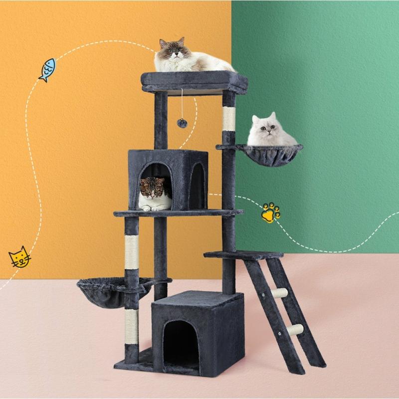 Cat Scratchers & Trees |  Cat Tree Tower Scratching Post Scratcher 138Cm Trees Condo House – Grey Cat Cat Scratchers & Trees