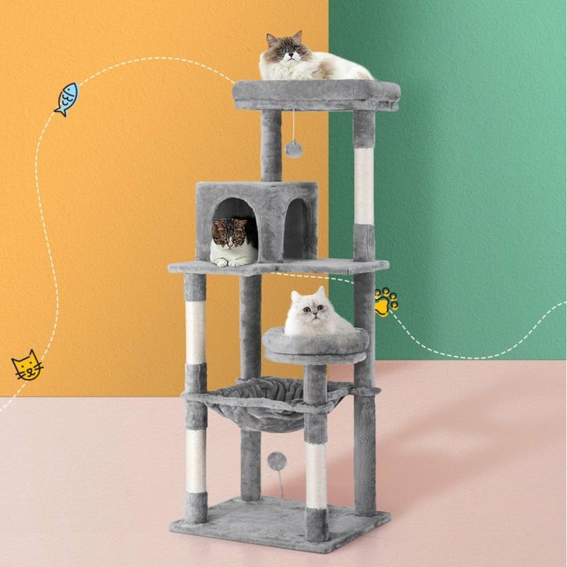 Cat Scratchers & Trees |  Cat Tree Tower Scratching Post Scratcher 143Cm Condo House Trees – Grey Cat Cat Scratchers & Trees