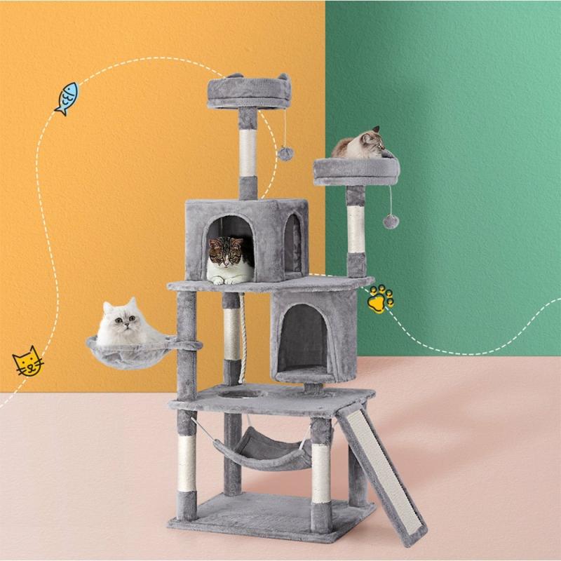 Cat Scratchers & Trees |  Cat Tree Tower Scratching Post Scratcher 161Cm Condo House Trees – Grey Cat Cat Scratchers & Trees