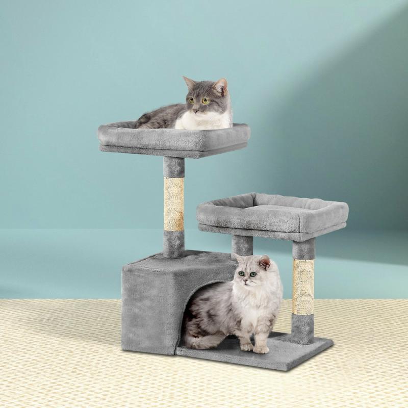 Cat Scratchers & Trees |  Cat Tree Tower Scratching Post Scratcher Wood Condo House Bed Trees 69Cm – Grey Cat Cat Scratchers & Trees