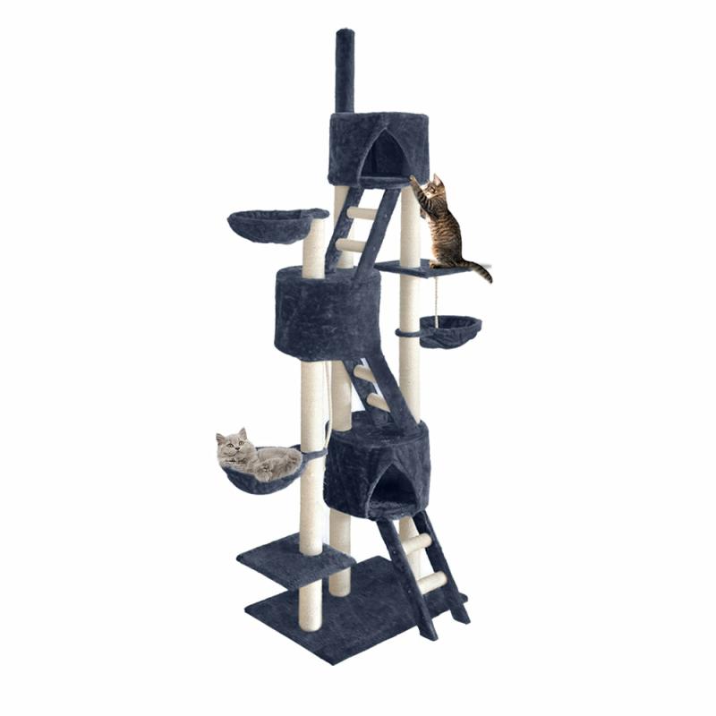 Cat Scratchers & Trees |  Cat Tree Trees Scratching Post Scratcher Tower Condo House 244Cm – Grey Cat Cat Scratchers & Trees