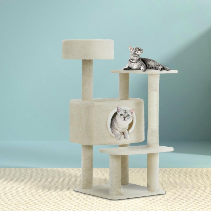 Cat Scratchers & Trees |  Cat Tree Tower Scratching Post Scratcher Wood Condo House Bed Trees 90Cm – Beige Cat Cat Scratchers & Trees