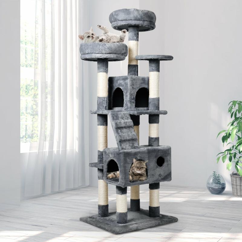 Cat Scratchers & Trees |  Cat Trees Scratching Post Scratcher For Large Cats Tower House Grey 140Cm Cat Cat Scratchers & Trees